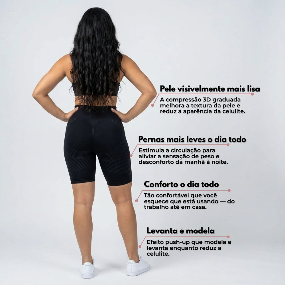 Legging curta Cellumove 3D – Preto Clássico